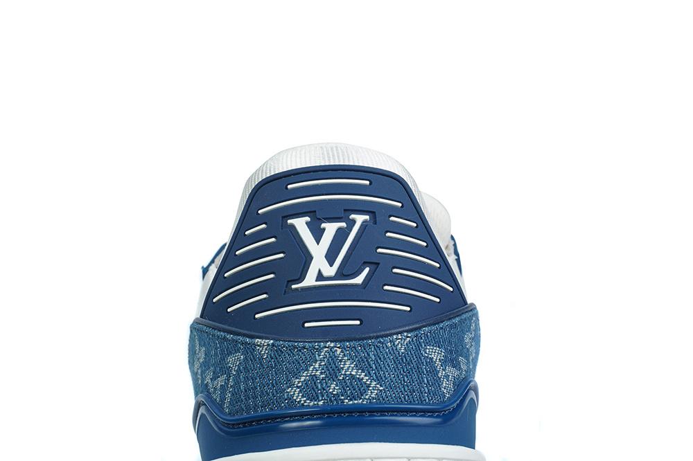 PK god Louis Vuitton LV Trainer Monogram Denim White Blue retail materials ready to ship